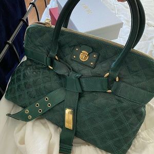 Marc Jacobs Green Leather Quilted Bruna Tote Bag